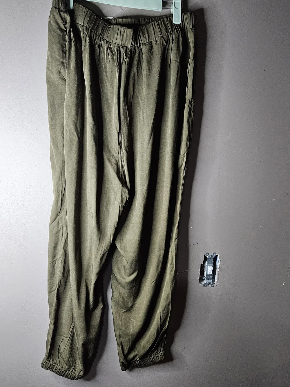 Bloomchic Women's  Elastic-Waist Olive Green Pants Size 12 Waist 14